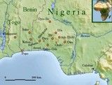 Carte des villes yoruba au Moyen Âge.